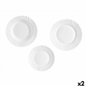 Service de Vaisselle Vivalto F-LBP100-80-90 Blanc Verre opalin (2 Unités)