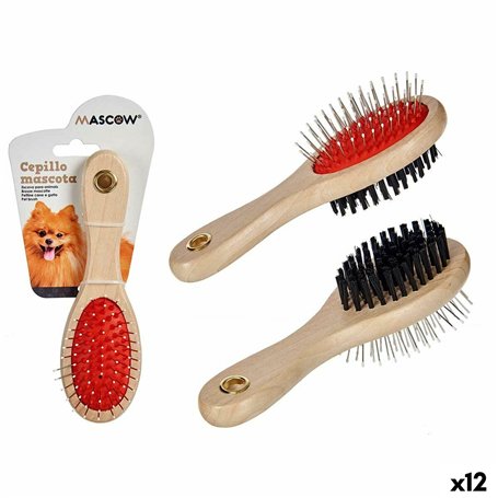 Brosse pour Chiens Mascow AR1807083 Marron Noir Rouge 9 x 5 x 21 cm (12 Unités)