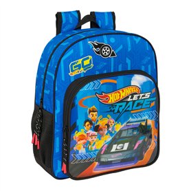 Cartable Hot Wheels Let's race Bleu Noir 32 x 38 x 12 cm