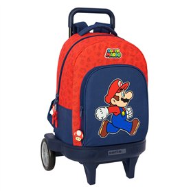 Cartable Super Mario Trick Rouge Bleu foncé 33 x 45 x 22 cm