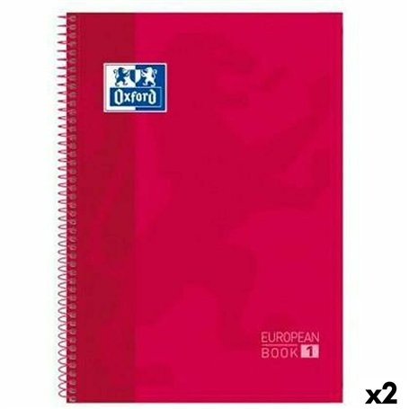 Cahier à Spirale Oxford Classic Europeanbook 1 Rouge A4+ 80 Volets 5 Pièces (2 Unités)