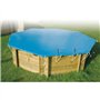 Bâche d'hiver et de sécurité pour piscine bois UBBINK Octogonale 430 - Bleue - Epaisseur 550gr
