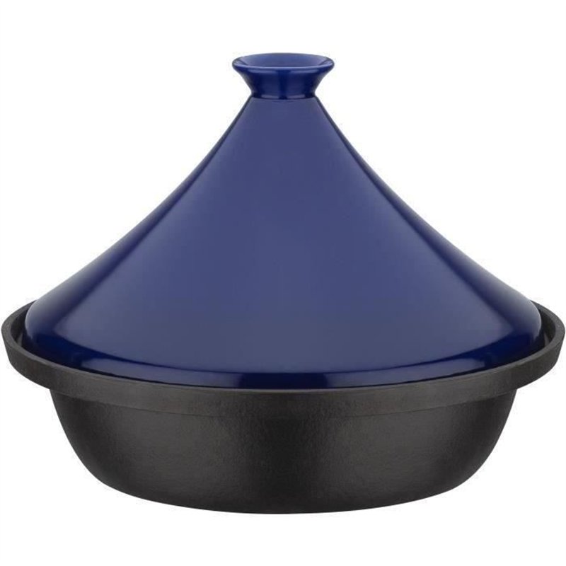 Tajine fonte massive - GSW - 30 x 22 cm - Couvercle céramique - Induction - Bleu