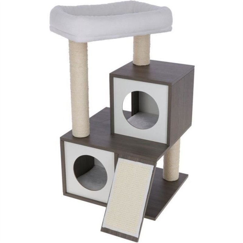 KERBL - Arbre a chat FLAIR - 48x44x86cm - Blanc/gris - Sisal
