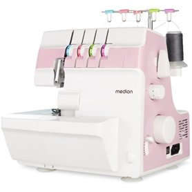 Surjeteuse - MEDION - SO 90 - 91W - Type d'aiguille 11, 14, 16 - 1200 tr/min - LED - Rose