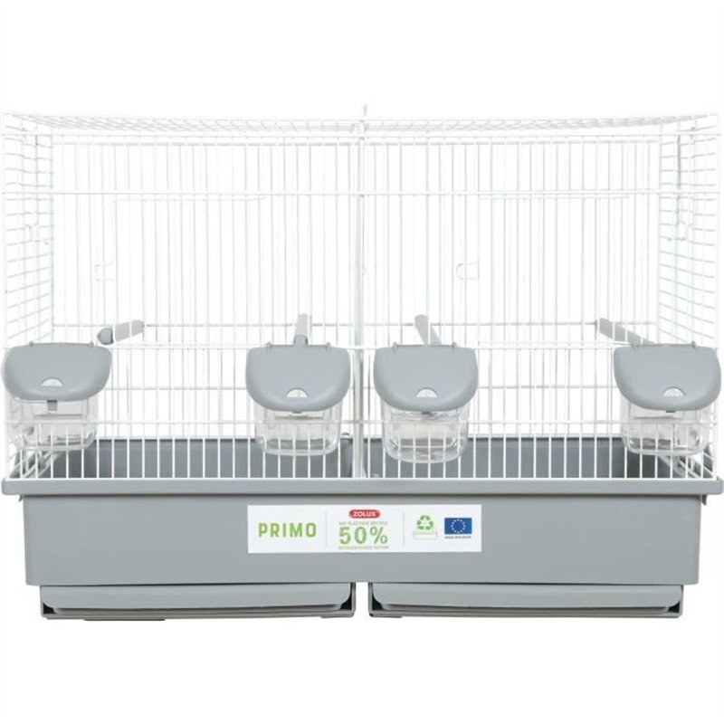 Image secondaire de Cage d'élevage oiseaux - Zolux - Primo Cati - Pour canari mandarin - 57 x p34.5 x 41 cm - Blanc et gris