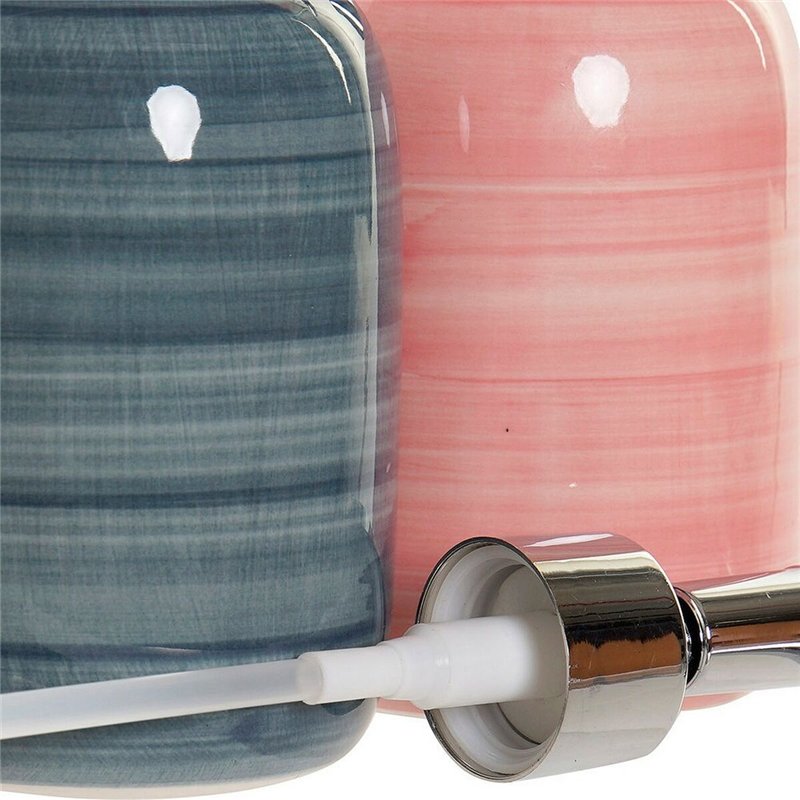 Image secondaire de Distributeur de Savon DKD Home Decor Bleu Rose PVC Grès (2 pcs) (8 x 8 x 16 cm)