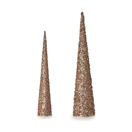 Décoration Noël Cônes Paillettes 9,5 x 60 x 9,5 cm 8,5 x 8,5 x 40 cm Doré Bronze