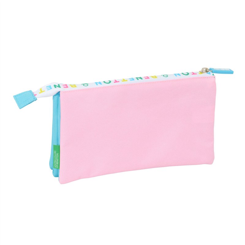 Image secondaire de Trousse Fourre-Tout Triple Benetton Unique Rose Turquoise 22 x 12 x 3 cm