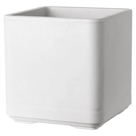 Pot de fleur Cube - DEROMA - Cosmo -  Perle -  A réserve d'eau - Roulettes - 38 cm