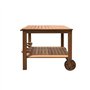 Desserte de jardin a roulettes en bois d'eucalyptus FSC - 93 x 49 x 74 cm - Avec porte-bouteilles