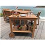 Desserte de jardin a roulettes en bois d'eucalyptus FSC - 93 x 49 x 74 cm - Avec porte-bouteilles