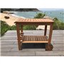 Desserte de jardin a roulettes en bois d'eucalyptus FSC - 93 x 49 x 74 cm - Avec porte-bouteilles