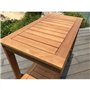 Desserte de jardin a roulettes en bois d'eucalyptus FSC - 93 x 49 x 74 cm - Avec porte-bouteilles