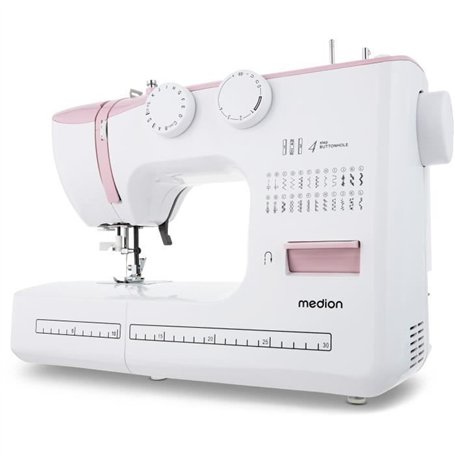 Machine a Coudre - MEDION - SM 60 - 62W - 24 Points + Points Doubles - 700 tr/min - LED - Rose