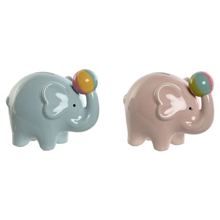 Tirelire Home ESPRIT Dolomite Eléphant 17 x 11 x 14,5 cm (2 Unités)
