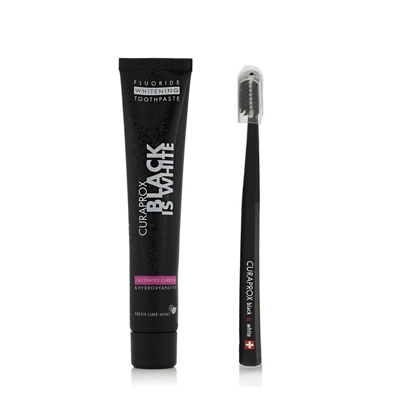 Ensemble d'Hygiène Buccale Curaprox Black is White 2 Pièces