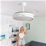Ventilateur de Plafond avec Lumière LED et 4 Pales Rétractables Keteez InnovaGoods Blanc 72 W Ø49-104 cm