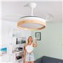 Ventilateur de Plafond avec Lumière LED et 4 Pales Rétractables Woteez InnovaGoods Bois 72 W Ø49-104 cm