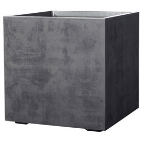 Pot de fleur Cube - DEROMA - Millennium R - Anthracite - A réserve d'eau - Roulettes - 49 cm