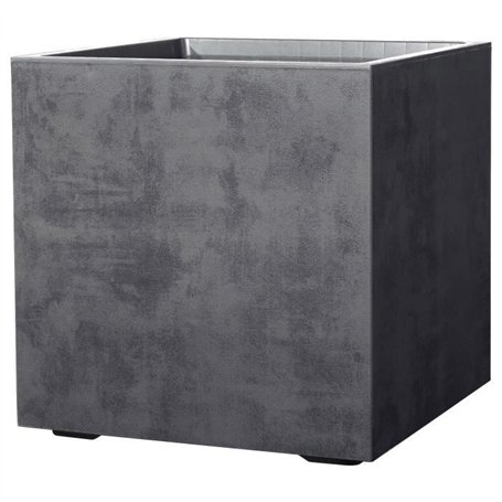Pot de fleur Cube - DEROMA - Millennium R - Anthracite - A réserve d'eau - Roulettes - 49 cm
