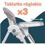 Chaise haute multipositions - BAMBISOL - Inclinable - Jusqu'a 3 ans - Beige / Blanc