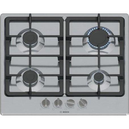 Table de cuisson a gaz - BOSCH Série 4 - 4 foyers - 52 x 58,2 x 4,5 cm - PGP6B5K90 - Inox