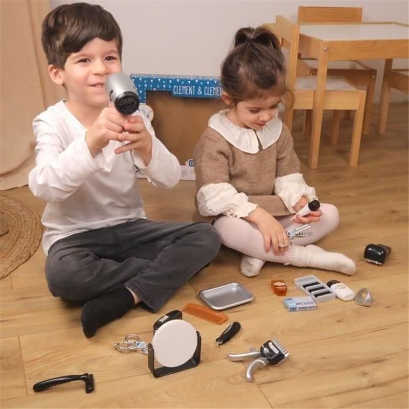 Image secondaire de Set coiffeur - Jeu d'imitation Barbier - CLEMENT CLEMENTINE - Tondeuse, seche-cheveux, rasoirs - Des 3 ans