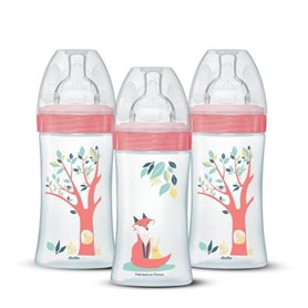 Lot de 3 biberons - DODIE - EB20 - 270 ml - Tétine plate - Rose