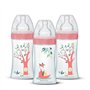 Lot de 3 biberons - DODIE - EB20 - 270 ml - Tétine plate - Rose