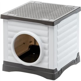 Niche - FERPLAST - PETVILLA 50 - 38,5 x 43 x 38,5 cm -  Blanc / Gris