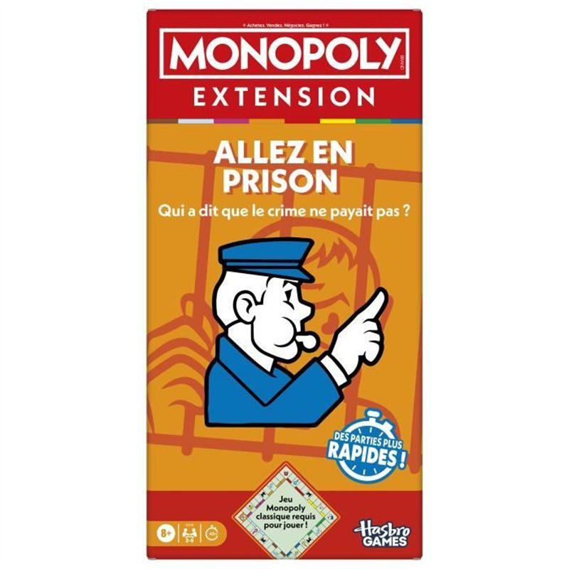 Monopoly Extension Allez en prison, rend le jeu Monopoly classique plus amusant et plus rapide, jeux de plateau, 2 a 6 joueurs, 