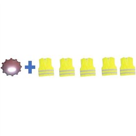 Pack sécurité - HTC EQUIPEMENT - 1 disque d'avertissement lumineux 15 LED + 5 gilets de sécurité adulte XL