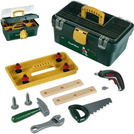 Caisse a outils Bosch - KLEIN - 8609 - Compartimentée avec visseuse électronique Ixolino II et accessoires - Des 3 ans