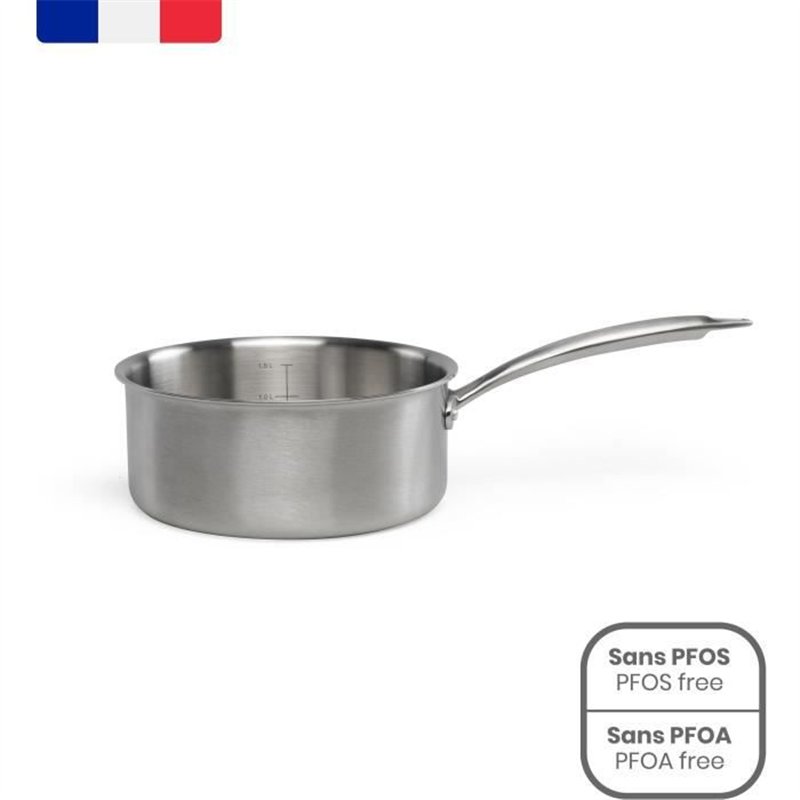 Brigade - Casserole en acier inoxydable 18 cm - LIVOO - MEP160 - Acier inoxydable Triply - Tous feux dont induction - Made in Fr