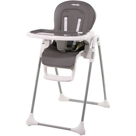 Chaise haute NANIA BIANCA - 6 mois a 36 mois - Dossier inclinable - Hauteur réglable - Pliage compacte - Gris