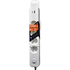 Multiprise - QUARX - 4 prises - Avec USB Type C et USB A, câble 1,5m