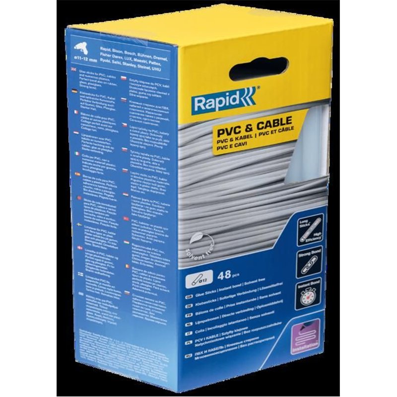 Bâtons de colle - Rapid - 12 mm - 48 bâtons - PVC - Résine - Intérieur