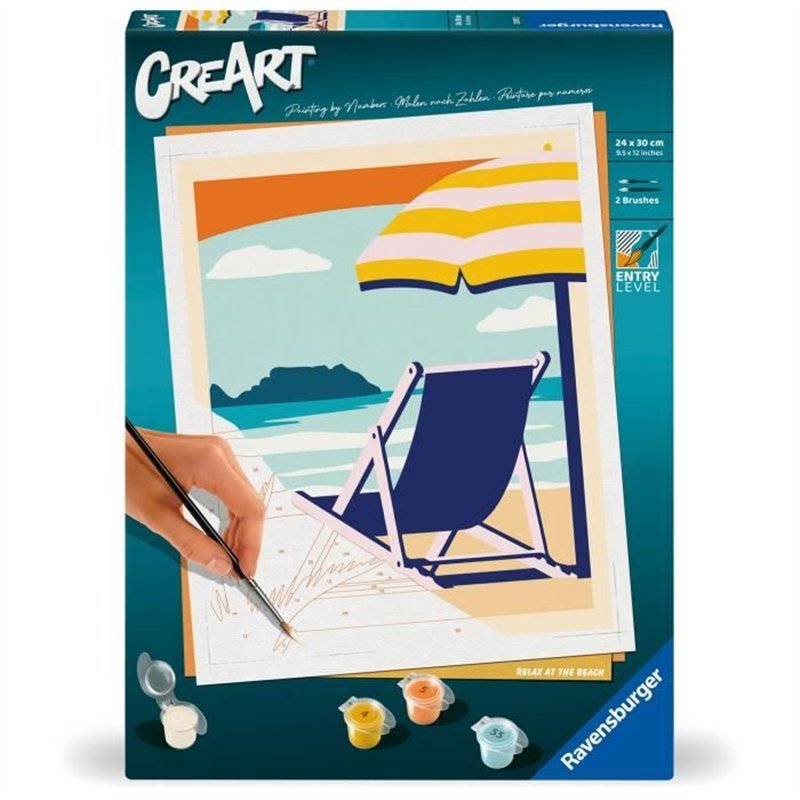 CreArt 24x30 cm Relax at the Beach, Adulte, Peinture par numéros, 23897, Ravensburger