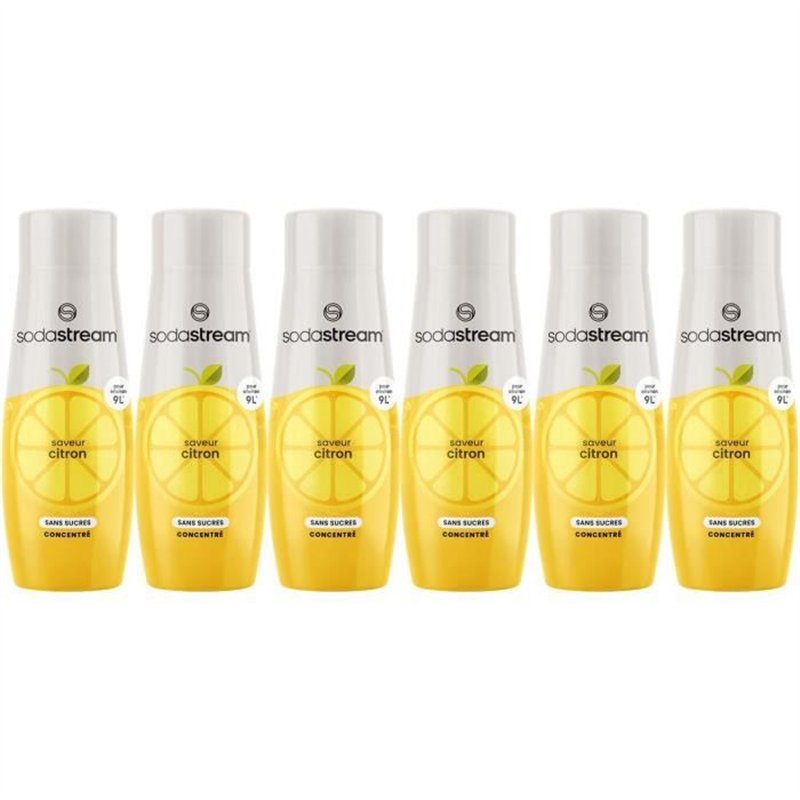 Concentrés SODASTREAM - Lot de 6 concentrés Citron sans sucres - Jusqu'a 54L de boissons - 440 ml