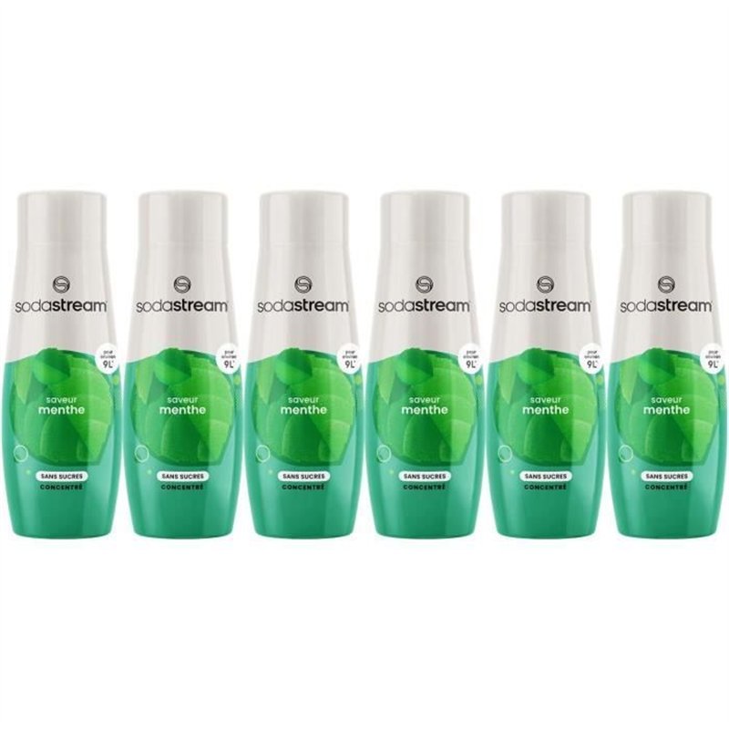 Concentrés SODASTREAM - Lot de 6 concentrés Menthe sans sucres - Jusqu'a 54L de boissons - 440 ml