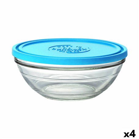Panier-repas rond avec couvercle Duralex FreshBox Bleu 2,4 L (4 Unités)