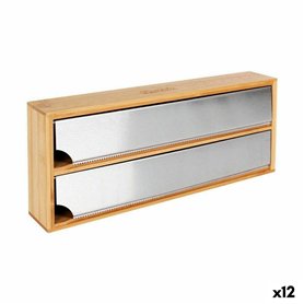 Porte-rouleaux de Cuisine Quttin Bambou Aluminium 33,5 x 13 x 5,5 cm (12 Unités)