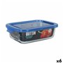 Boîte à lunch hermétique Quttin Bleu Transparent Rectangulaire 600 ml (6 Unités)