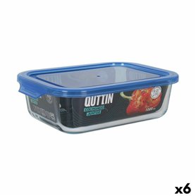 Boîte à lunch hermétique Quttin Bleu Transparent Rectangulaire 1 L (6 Unités)
