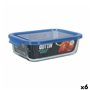 Boîte à lunch hermétique Quttin Bleu Transparent Rectangulaire 1 L (6 Unités)