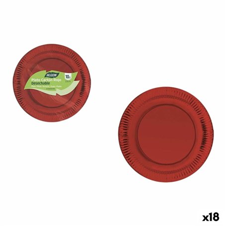 Service de vaisselle Algon Rouge 23 cm 10 Pièces (18 Unités)