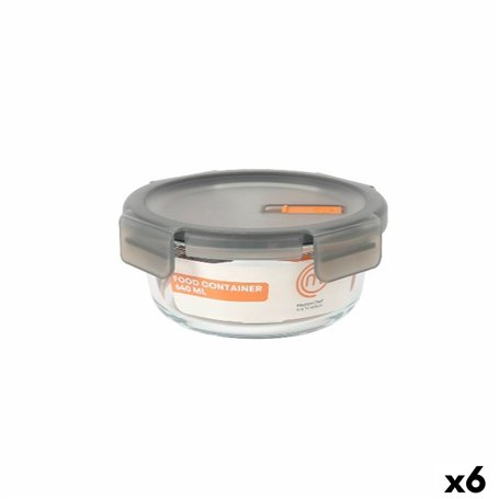 Boîte à lunch hermétique MasterChef Gris Transparent Ronde 640 ml (6 Unités)