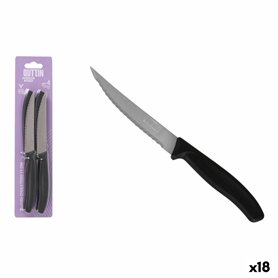 Ensemble de couteaux à viande Quttin Noir Argenté Acier inoxydable 11 cm 4 Pièces (18 Unités)
