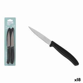 Jeu de couteaux d'éplucheur Quttin Basic Noir Argenté Acier inoxydable 9 cm 4 Pièces (18 Unités)